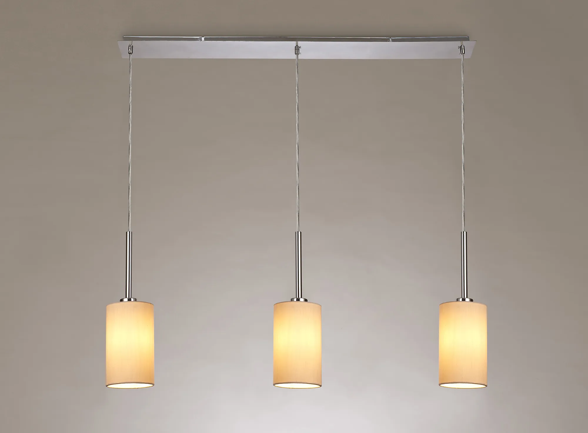 Baymont 12cm Shade 3 Light Pendant Polished Chrome; Nude Beige/Moonlight DK0765  Deco Baymont CH NU